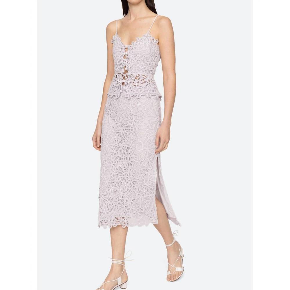 NEW SEA lyla soutache midi skirt in lilac